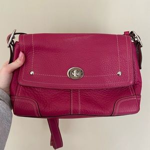 Magenta Coach Purse with Shoulder Strap